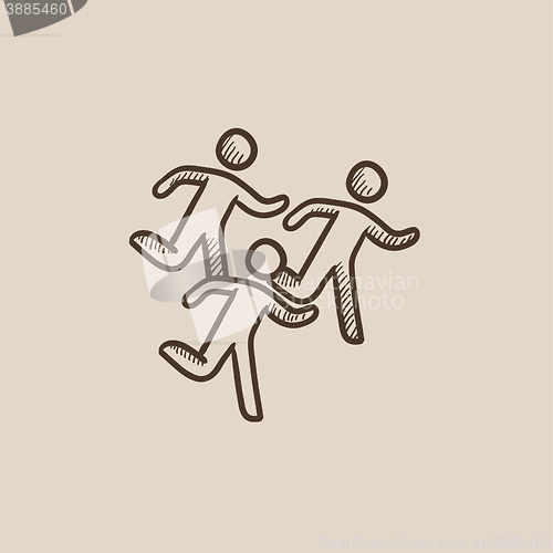 Image of Running men sketch icon.