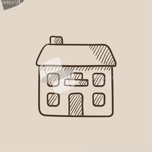 Image of Two storey detached house sketch icon.