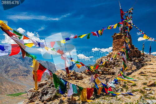 Image of Buddhist prayer flags in Himalayas