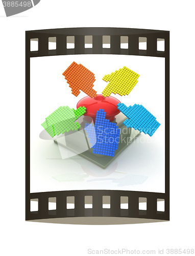 Image of Emergency Button 3d icon. The film strip