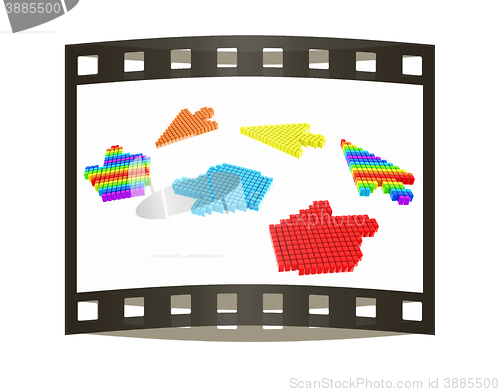 Image of Set of Link selection computer mouse cursor on white background. The film strip