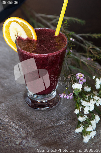 Image of smoothie from blueberry banana and orange juice
