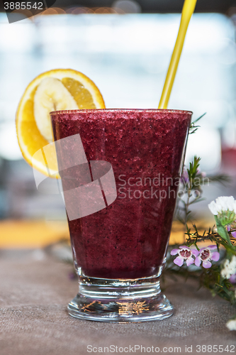 Image of smoothie from blueberry banana and orange juice