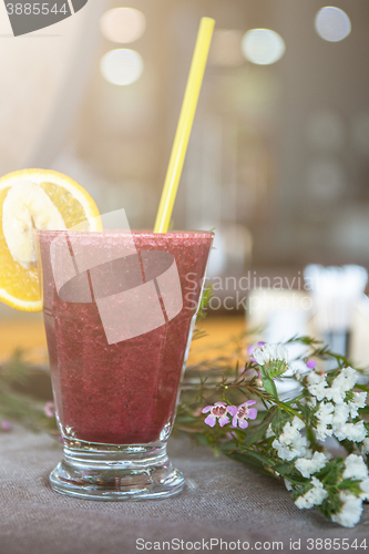 Image of smoothie from blueberry banana and orange juice