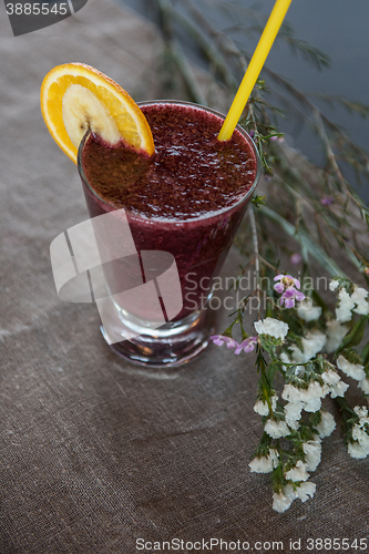 Image of smoothie from blueberry banana and orange juice