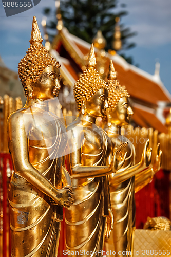 Image of Gold Buddha statues in Wat Phra That Doi Suthep