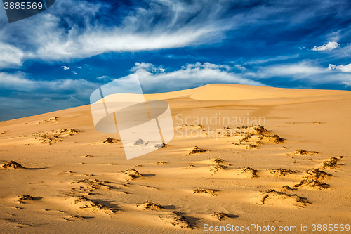 Image of Desert sand dunes on sunrise