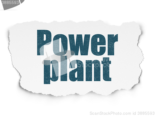 Image of Manufacuring concept: Power Plant on Torn Paper background