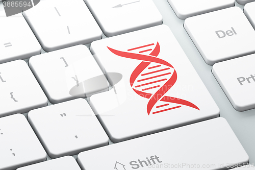 Image of Science concept: DNA on computer keyboard background