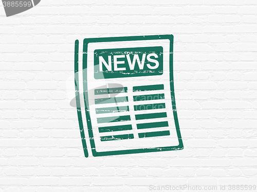 Image of News concept: Newspaper on wall background