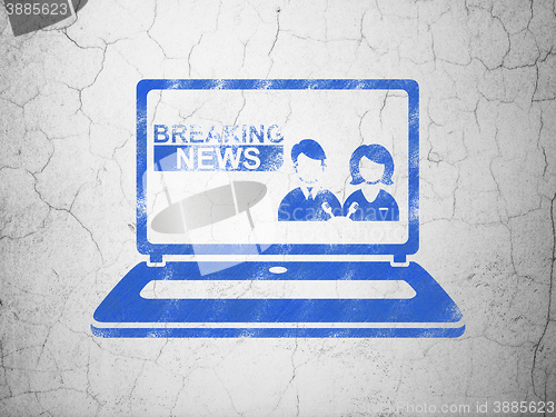 Image of News concept: Breaking News On Laptop on wall background