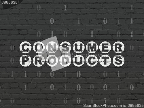 Image of Finance concept: Consumer Products on wall background