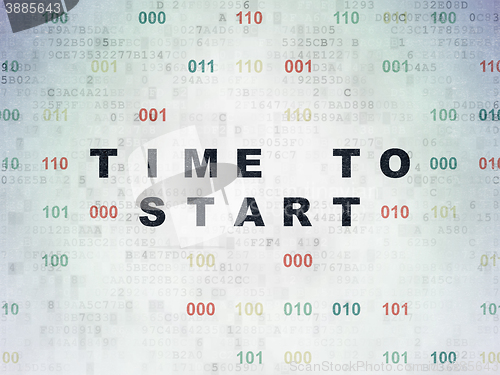 Image of Timeline concept: Time to Start on Digital Data Paper background