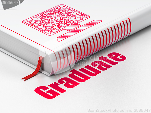 Image of Learning concept: book Computer Pc, Graduate on white background