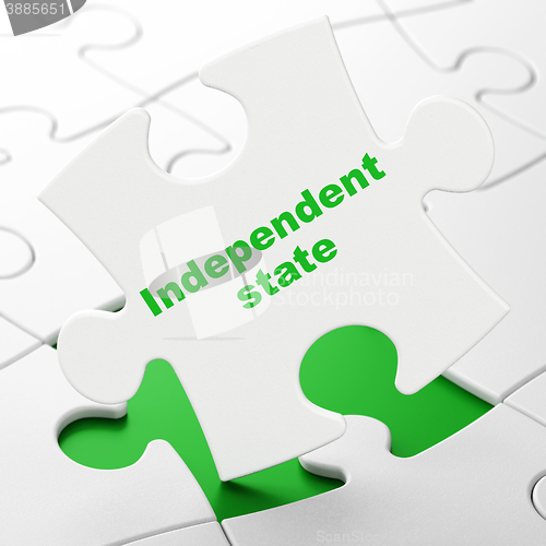 Image of Political concept: Independent State on puzzle background
