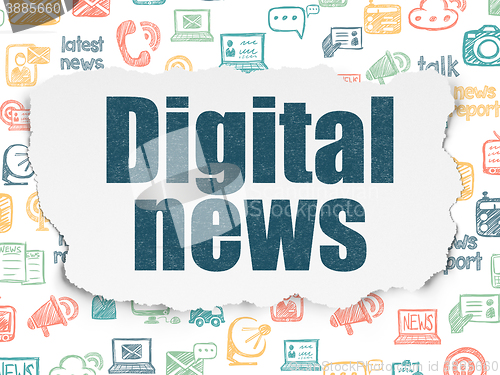Image of News concept: Digital News on Torn Paper background