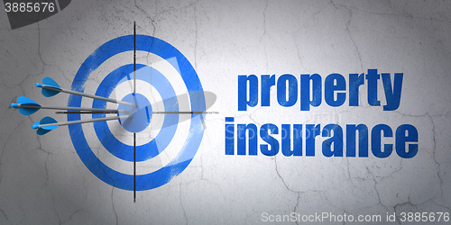 Image of Insurance concept: target and Property Insurance on wall background