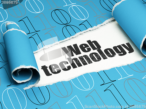 Image of Web design concept: black text Web Technology under the piece of  torn paper