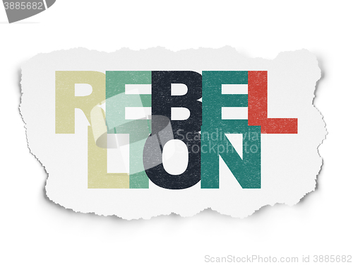 Image of Politics concept: Rebellion on Torn Paper background