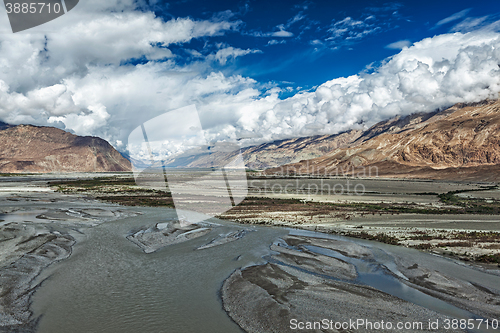 Image of Nubra valley and river in Himalayas, Ladakh