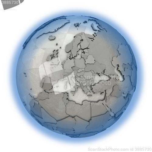 Image of Europe on metallic planet Earth