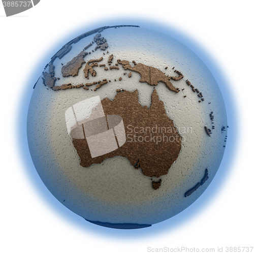 Image of Australia on light Earth