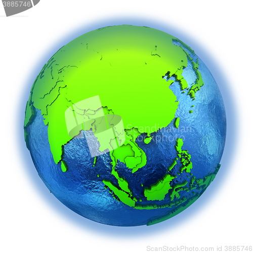 Image of Southeast Asia on green Earth