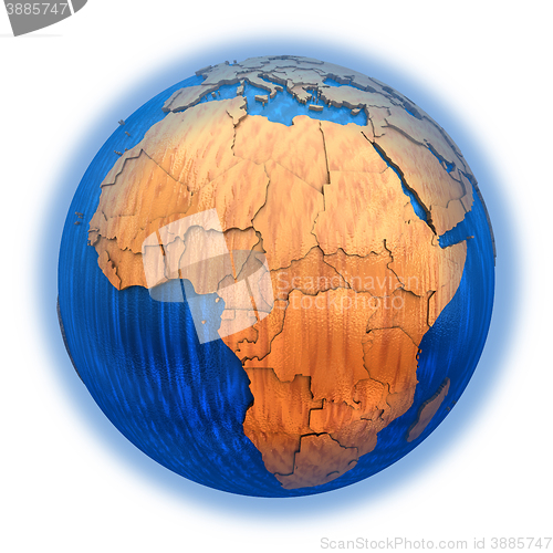 Image of Africa on wooden Earth