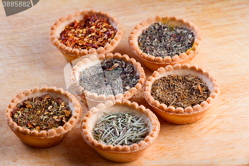 Image of spices in bowls on table