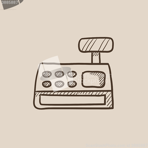 Image of Cash register machine sketch icon.
