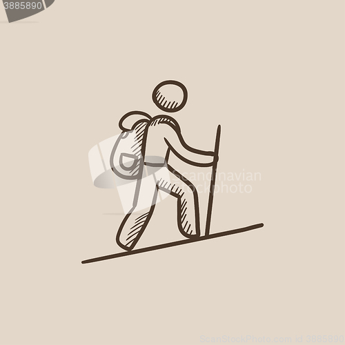 Image of Tourist backpacker sketch icon.