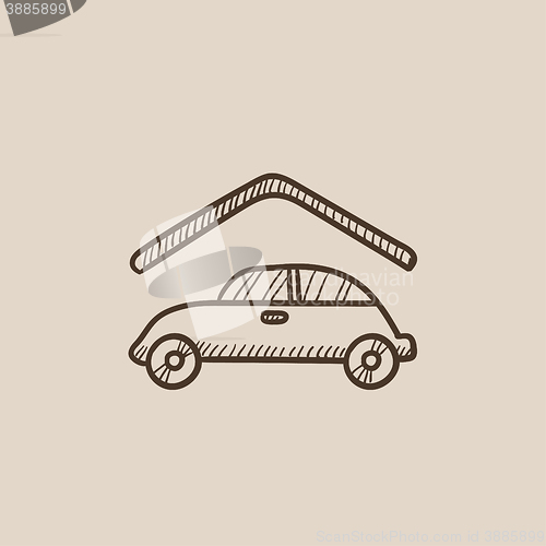 Image of Car garage sketch icon.