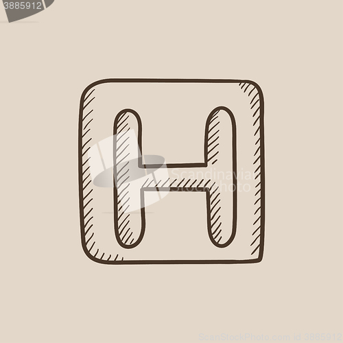 Image of Hospital sign sketch icon.