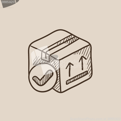 Image of Carton package box sketch icon.