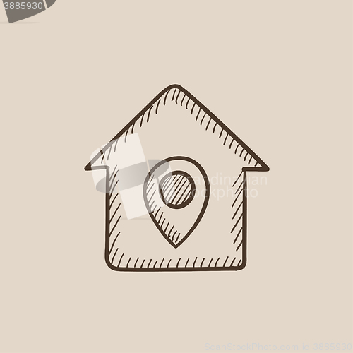 Image of House with pointer sketch icon.