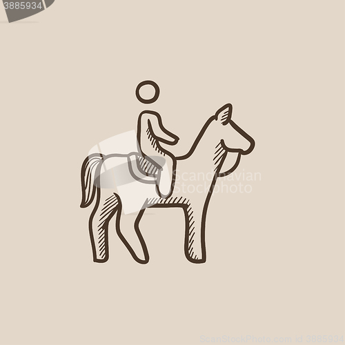 Image of Horse riding sketch icon.