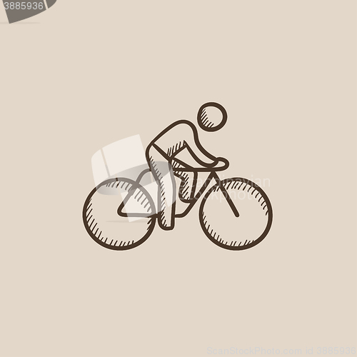 Image of Man riding  bike sketch icon.