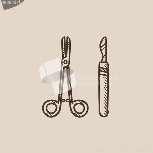 Image of Surgical instruments sketch icon.