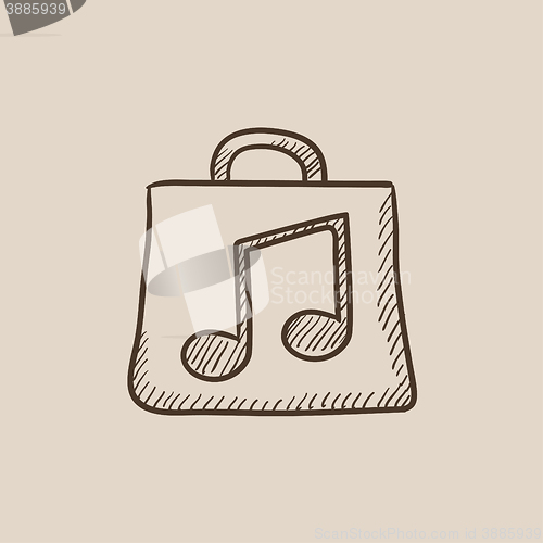 Image of Bag with music note sketch icon.