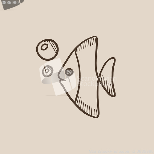 Image of Fish under water sketch icon.