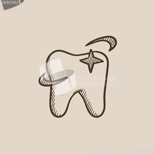 Image of Shining tooth sketch icon.