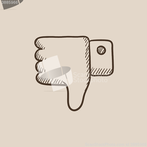 Image of Thumb down hand sign sketch icon.