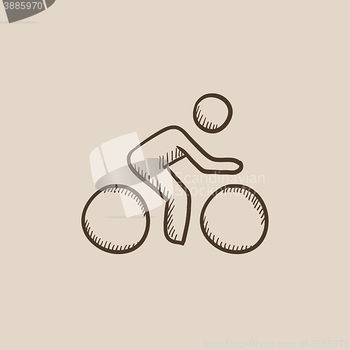 Image of Man riding  bike sketch icon.