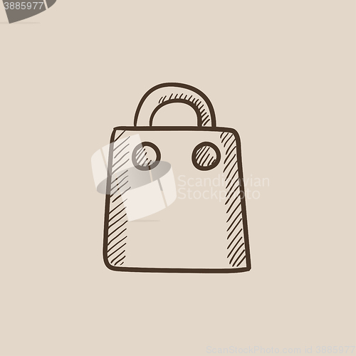 Image of Shopping bag sketch icon.