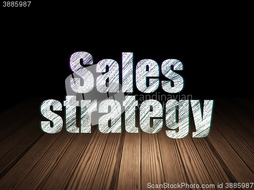 Image of Advertising concept: Sales Strategy in grunge dark room