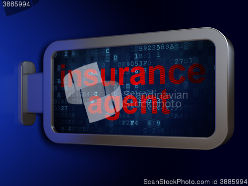 Image of Insurance concept: Insurance Agent on billboard background