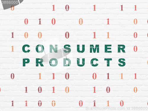 Image of Finance concept: Consumer Products on wall background