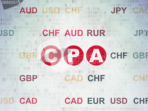 Image of Finance concept: CPA on Digital Data Paper background