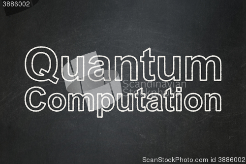 Image of Science concept: Quantum Computation on chalkboard background