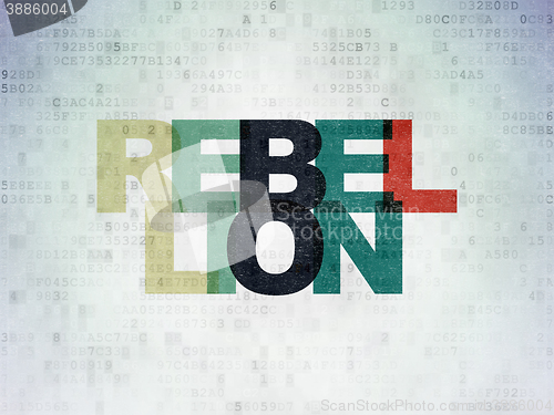 Image of Political concept: Rebellion on Digital Data Paper background